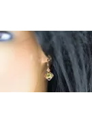 Oro rojo rosa de 14 quilates 14k 583 Yellow Peridot pendientes vec017r Ruso Soviético URSS Artesanía vintage Art Deco style